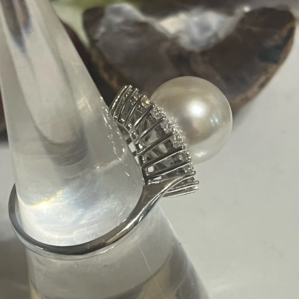 White Pearl Cocktail Ring